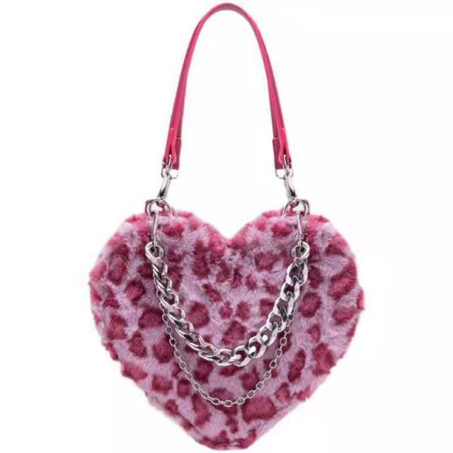 Pink Leopard Heart Bag – Pinky Dollz