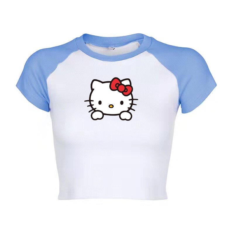 CUTE “HELLO KITTY”PASTEL PINK Y2K BOW SHIRT BY98777